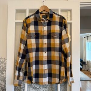 J.Crew Plaid Men's Button Down Check Shirt in Yellow and Blue